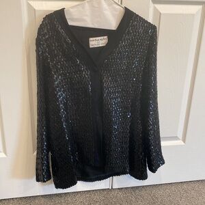 Black sheer sequins cardigan